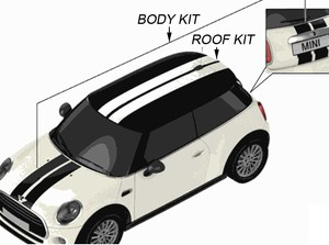 Mini Cooper OEM Sport Stripes in assorted colors & options for F55, F56