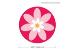 Round Gographic 4.25 Dia Vinyl Badge Each - Flower Pink
