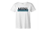Mini Ladies White T-Shirt with Wordmark Color Block in Aqua