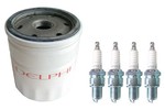 Classic Austin Mini spark plug set and spin-on oil filter