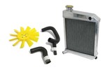 Classic Austin Mini aluminum radiator with 11 blade plastic fan and hoses