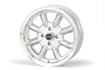 5.5 x 13 CLASSIC 8 WHEEL SILVER (w/lugs, cap) BY VTO WHEELS