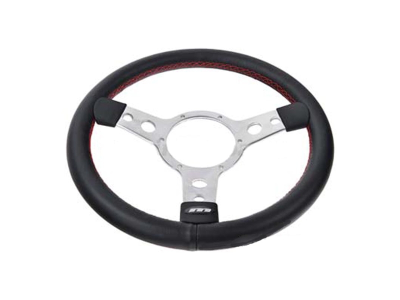 FITS AUSTIN MORRIS MINI REAL BLACK LEATHER STEERING WHEEL COVER RED STITCH 