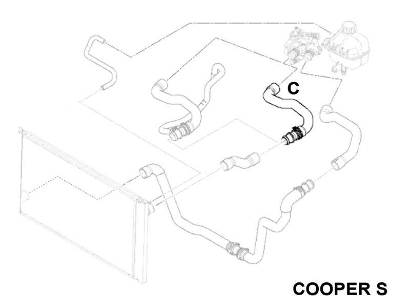 Mini Cooper Upper Radiator Hose C Long Value Line Gen2 R55 R56 R57 R58 R59