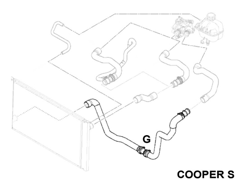 Mini Cooper S Lower Radiator Hose G Long Value Line Gen2 R55-R59