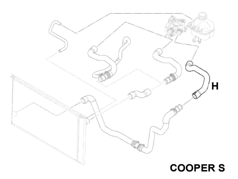 Mini Cooper S Upper Radiator Hose H Short Value Line Gen2 R55 R56 R57 R58 R59