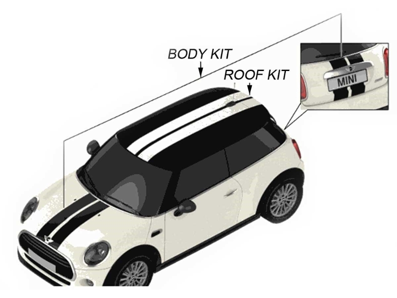 Mini Cooper Sport Stripes Black Body Kit OEM Gen3 F55 4-Door