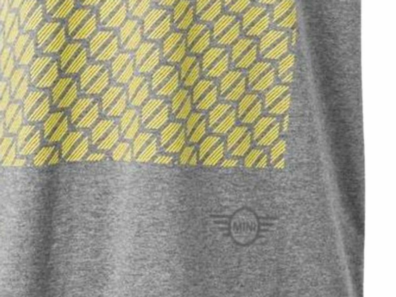 Mini Cooper Mens T-Shirt Signet Grey/Lemon Medium