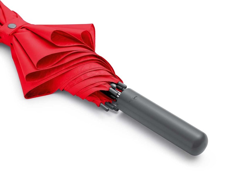 Mini Cooper Umbrella Walking Stick W/ Signet Pattern In Coral Red