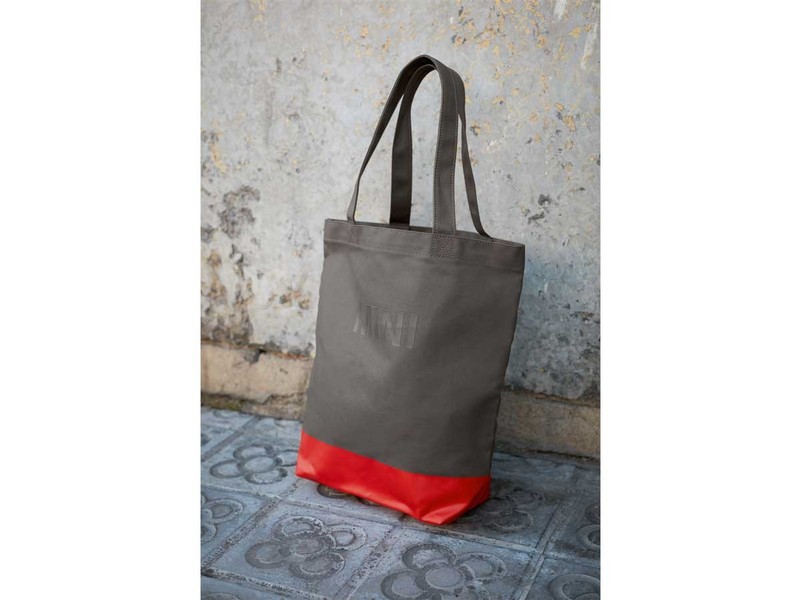 Mini Cooper Shoppers Tote In Grey & Coral Red