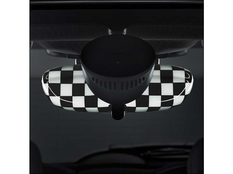 Bruce & Shark Black Checkered Pattern Rear View Mirror Cover for B M W for MINI Cooper F56 F55 2014 