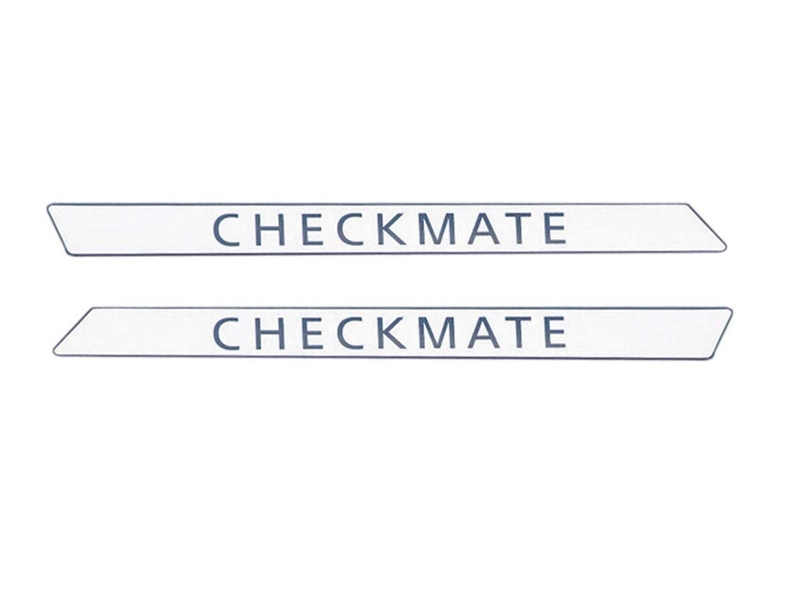 Mini Cooper CHECKMATE text graphic fender decal pair OEM Gen1 R50 R52 R53