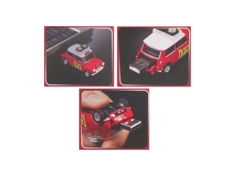 Mini Cooper Usb Drive W/working Lights, Red Rally 4gb