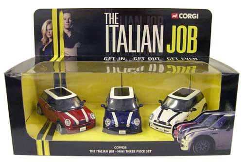 Corgi Toys 1:43 THE ITALIAN JOB 3x MORRIS MINI + INTERCEPTOR